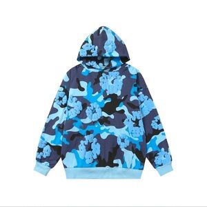 Denim Tears Blue Camo Cotton Wreath All-Over Print Hoodie Size M
